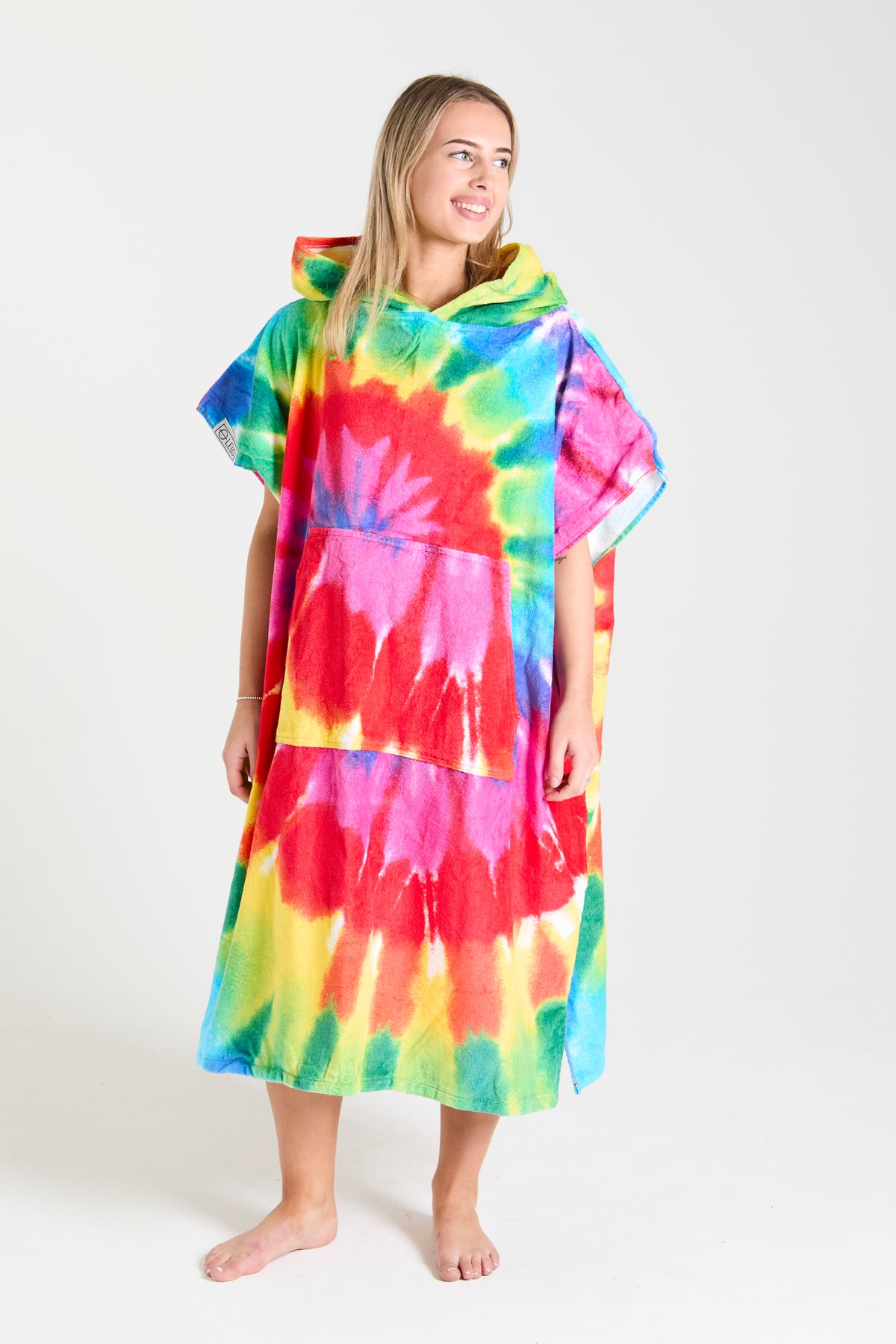Tie Dye Rainbow Original Eco Poncho - Leus Towels Australia