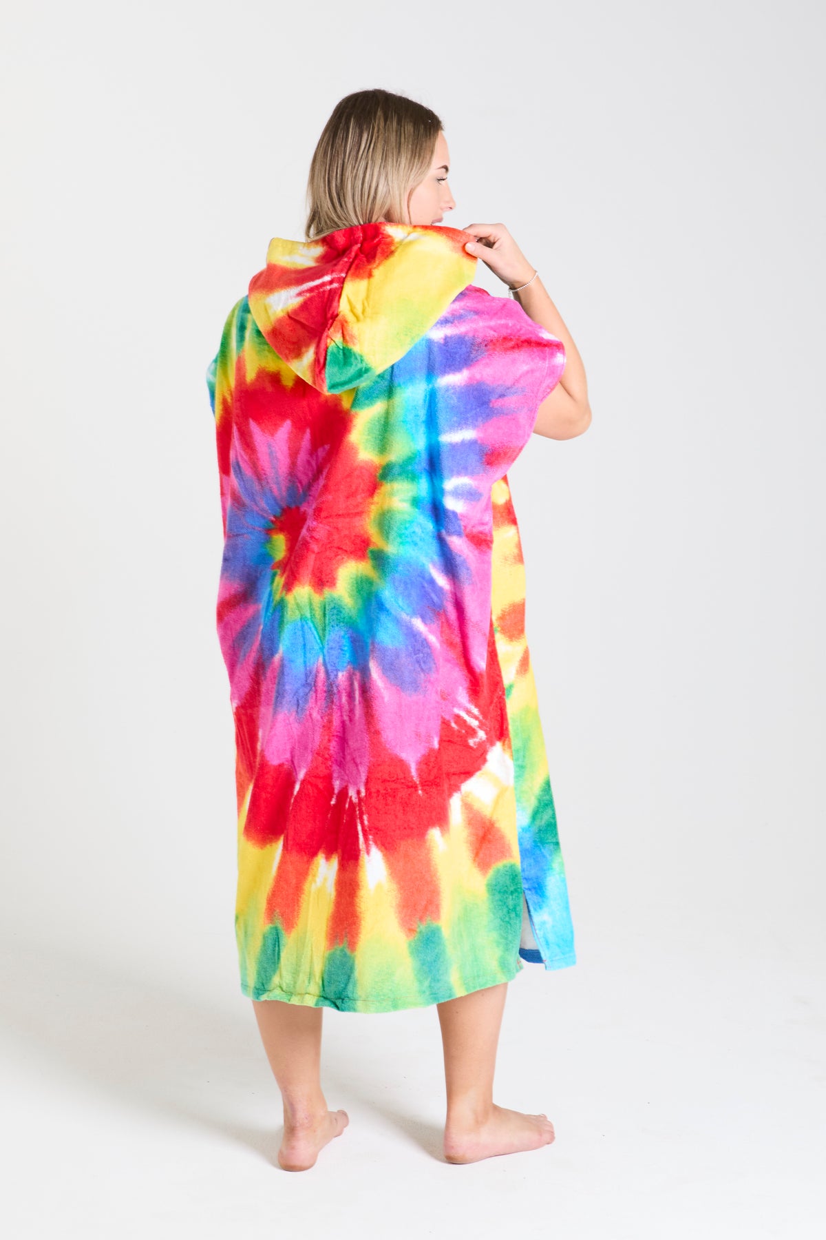 Tie Dye Rainbow Original Eco Poncho - Leus Towels Australia