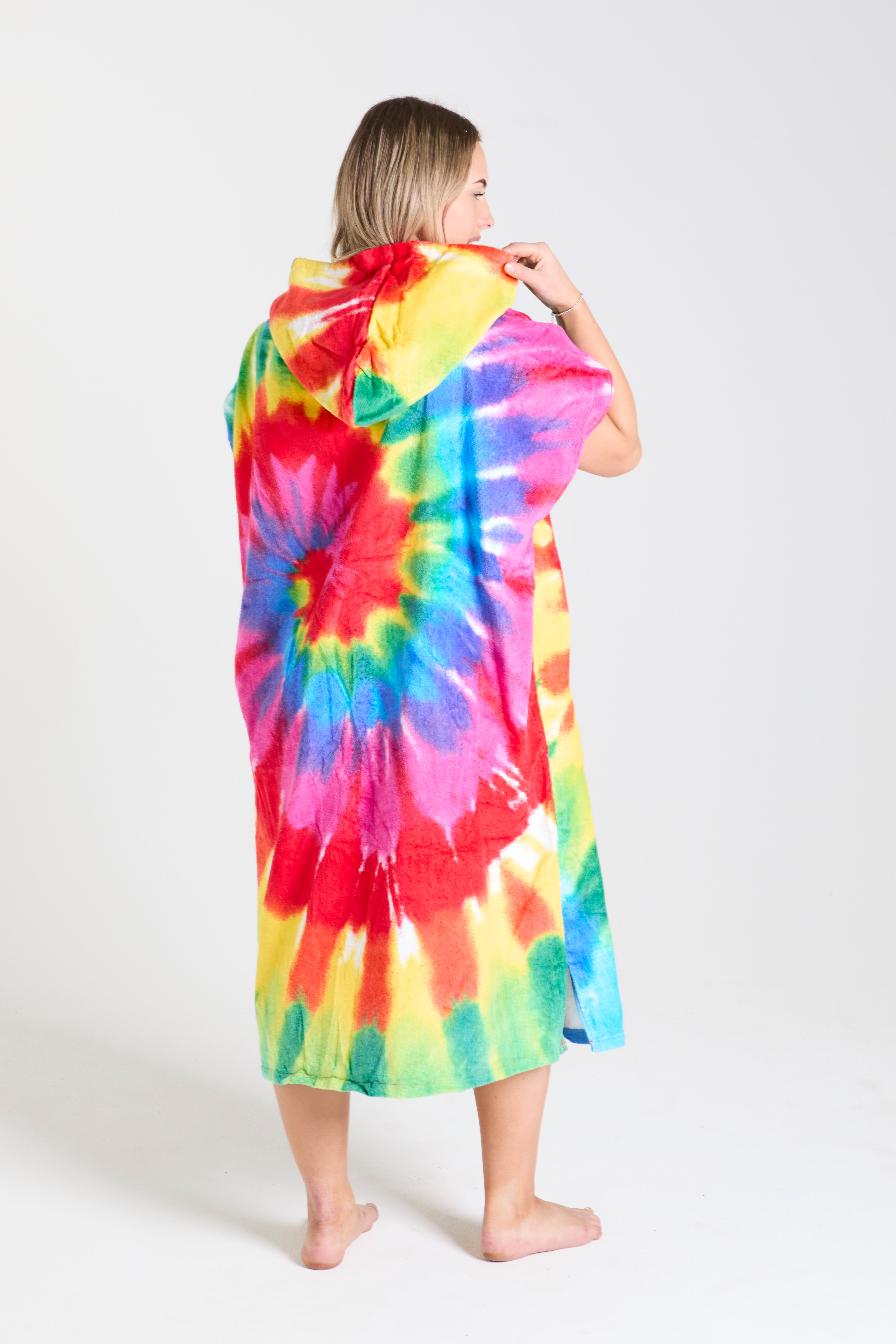 Tie Dye Rainbow Original Eco Poncho - Leus Towels Australia