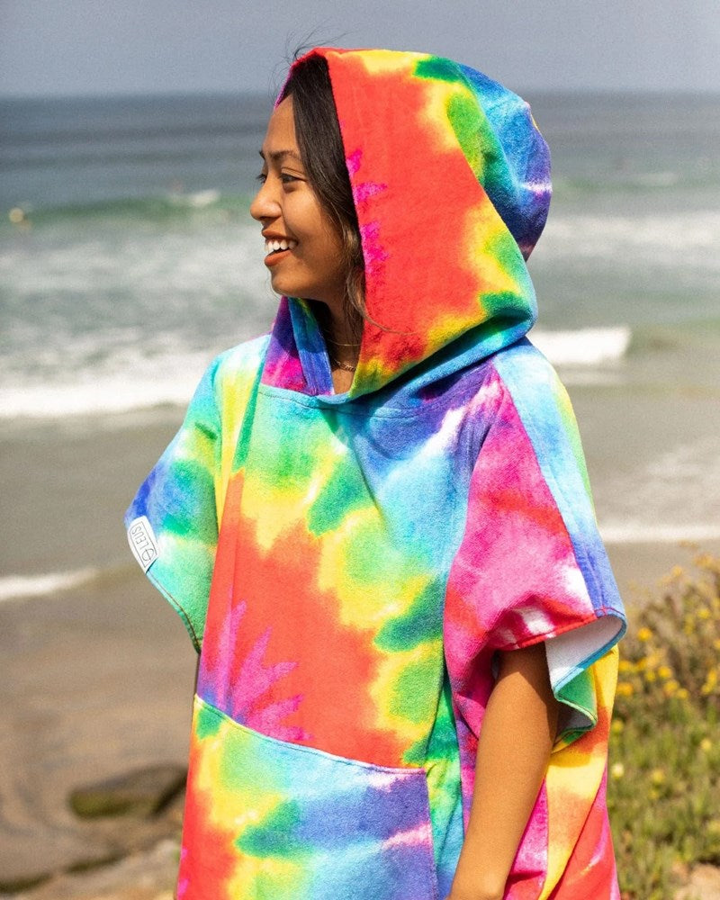 Tie Dye Rainbow Original Eco Poncho - Leus Towels Australia