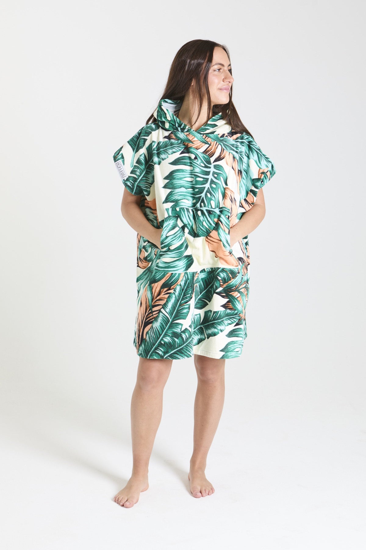 Jungle Fever Original Eco Poncho: studio front - Leus Towels Australia